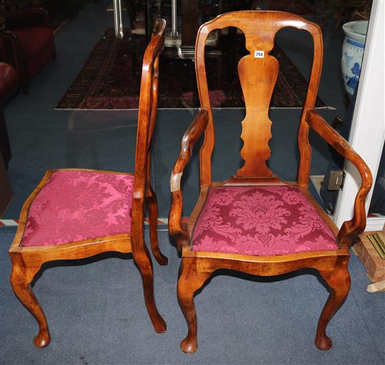 A set of ten Queen Anne style cherrywood dining chairs